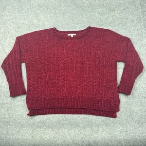 Seven7 Sweater Womens 2X XXL‎ Red Wine Chenille Cable Knit Pullover Soft Cozy